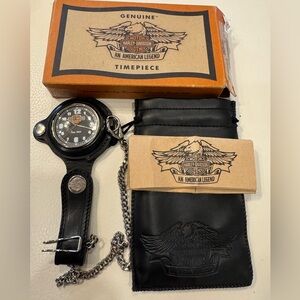 Harley-Davidson Black and Silver Pocket Watch